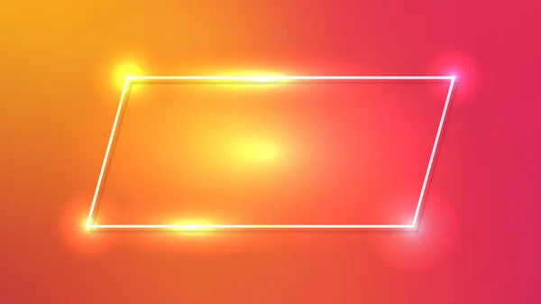 stock vector Neon frame with shining effects on orange background. Empty glowing techno backdrop. Vector illustration
