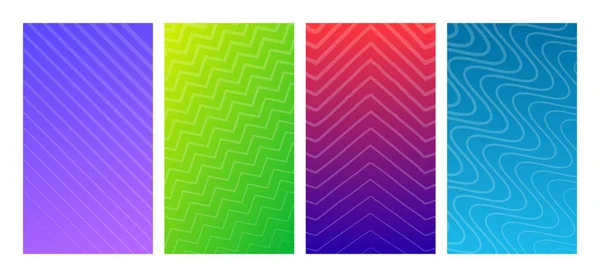 Set Moderner Farbverläufe Mit Linien Kopfbanner Helle Geometrisch Abstrakte Präsentationskulissen — Stockvektor