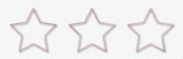 Σύνολο Τριών Ροζ Χρυσό Λαμπερό Αστέρι Σχήμα Πλαίσια Που Απομονώνονται — Διανυσματικό Αρχείο