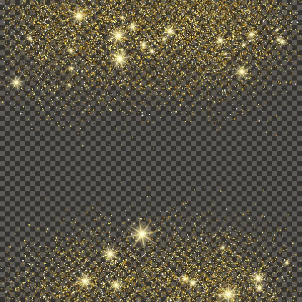 Золотая Блестящая Пыль Сером Прозрачном Фоне Пыль Эффектом Золотого Блеска — стоковый вектор