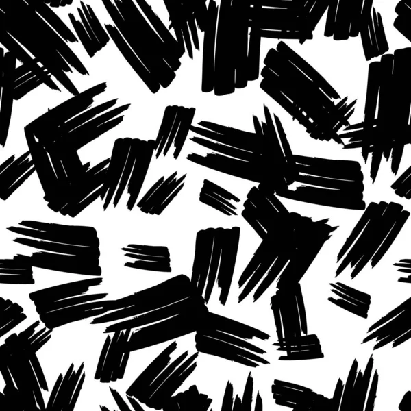 Seamless Pattern Black Marker Scribbles White Background Vector Illustration — Vetor de Stock