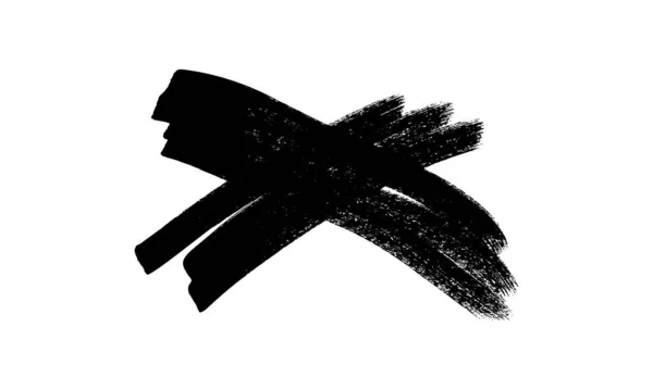 Hand Drawn Brush Cross Symbol Black Sketch Cross Symbol White — Stock Vector