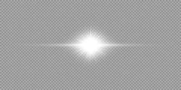 Light Effect Lens Flares White Horizontal Glowing Light Starburst Effect — Stock Vector