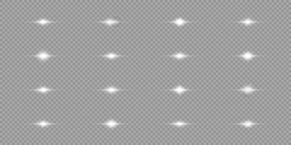 Licht Effect Van Lens Fakkels Set Van Witte Horizontale Gloeiende — Stockvector