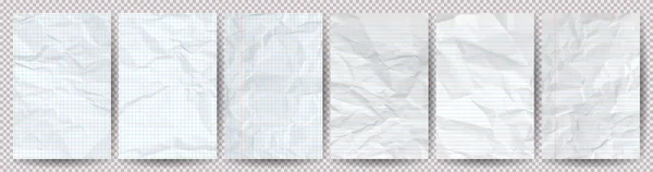 Grande Set Carte Bianche Pulite Stropicciate Uno Sfondo Trasparente Fogli — Vettoriale Stock