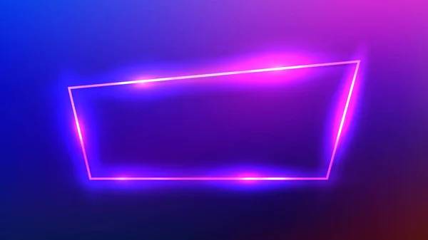 Неоновая Трапециевидная Рамка Сияющими Эффектами Темно Фиолетовом Фоне Пустой Светящийся — стоковый вектор