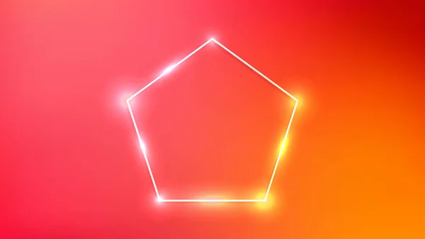 Neonový Rám Pětiúhelníkové Podobě Zářivými Efekty Oranžovém Pozadí Prázdné Zářící — Stockový vektor