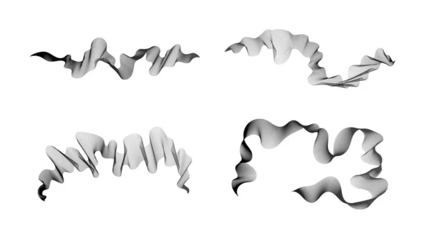 曲线波浪形条纹 一组四个抽象的暗梯度波纹在白色背景上 矢量说明 — 图库矢量图片