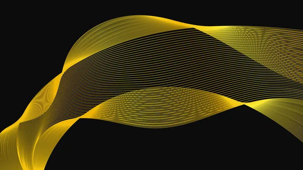 Abstract Decor Met Luxe Gouden Golven Donkere Achtergrond Moderne Technologie — Stockvector