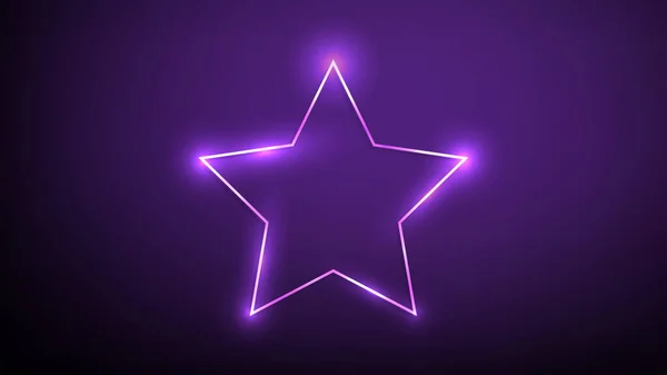 暗い紫色の背景に輝く効果を持つ星形のネオンフレーム 空の光るテクノの背景 ベクターイラスト — ストックベクタ