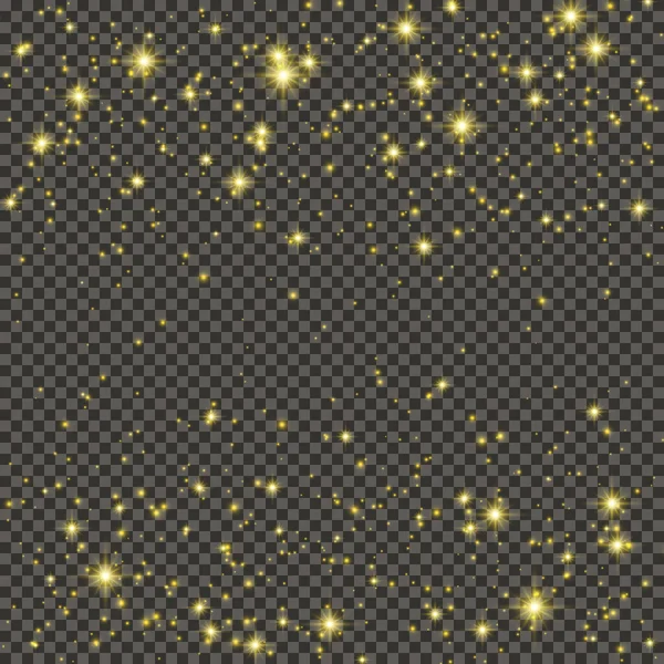 Gold Glittering Dust Gray Transparent Background Dust Gold Glitter Effect — Stockvektor