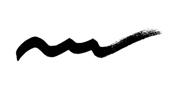 Black Wavy Grunge Brush Stroke Painted Ink Stripe Ink Spot — Stock Vector