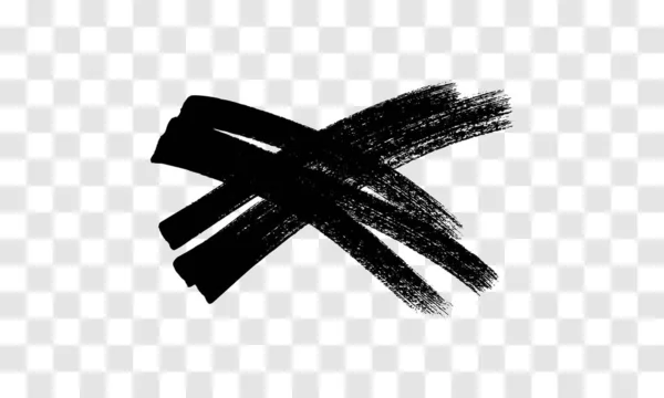 Handgetekende Borstel Kruis Symbool Zwarte Schets Kruis Symbool Transparante Achtergrond — Stockvector