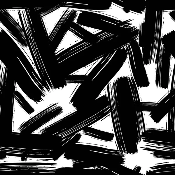 Бесшовный Рисунок Черным Мазком Руки Белом Фоне Абстрактная Фактура Векторная — стоковый вектор