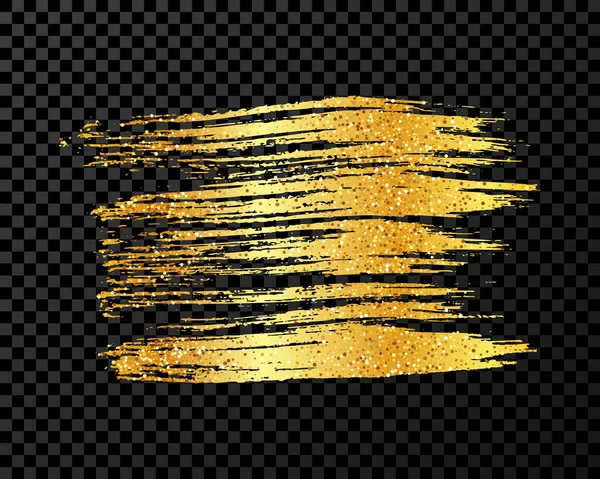 Золотий Пензель Рука Намальована Пляма Чорнила Ізольована Темному Прозорому Фоні — стоковий вектор