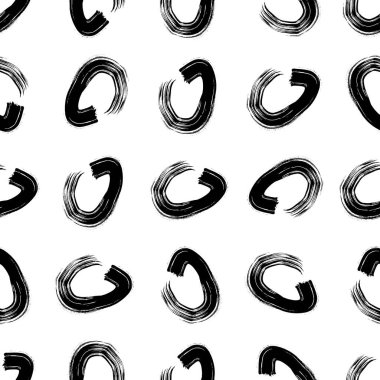 Kusursuz desenli, el çizimi, beyaz zemin üzerine çizilmiş karalama çemberleri. Soyut grunge dokusu. Vektör illüstrasyonu