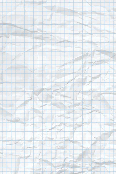 Weißer Sauberer Zerknitterter Papierhintergrund Vertikal Zerknitterte Karierte Leere Papiervorlage Für — Stockvektor