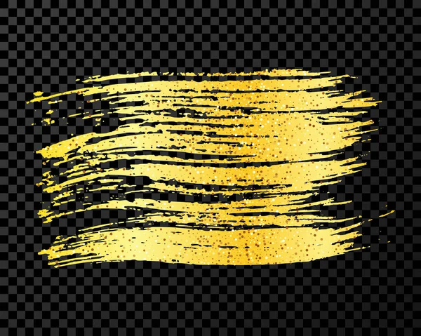 Золотий Пензель Рука Намальована Пляма Чорнила Ізольована Темному Прозорому Фоні — стоковий вектор