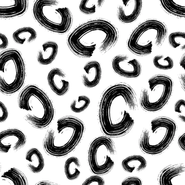 Nahtloses Muster Mit Schwarzer Skizze Handgezeichnet Pinsel Kritzelkreise Form Auf — Stockvektor