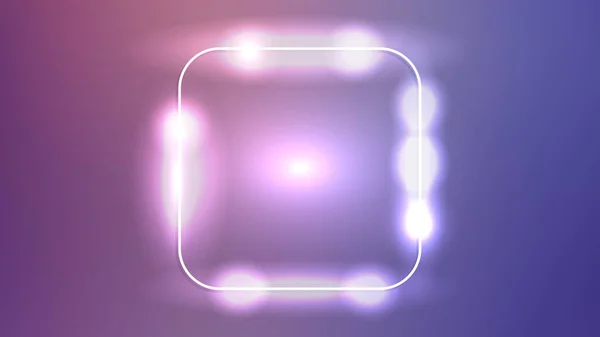Неоновая Округлая Квадратная Рамка Сияющими Эффектами Темно Фиолетовом Фоне Пустой — стоковый вектор