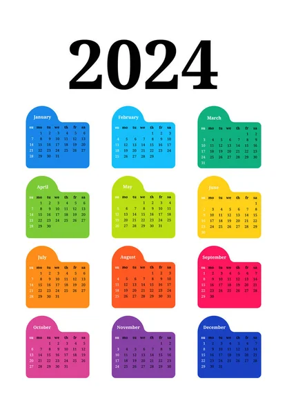 Kalender 2024 Isolert Hvit Bakgrunn Søndag Til Mandag Forretningsmal Vektorillustrasjon – stockvektor
