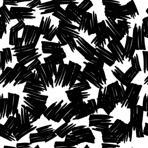 Seamless Pattern Black Marker Scribbles White Background Vector Illustration — Image vectorielle