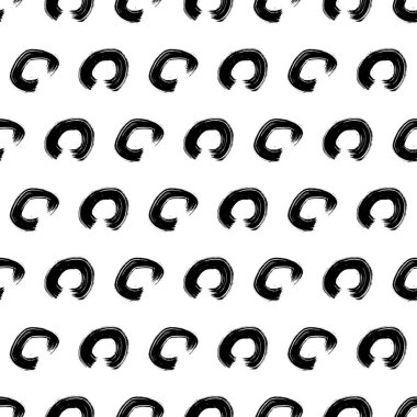 Kusursuz desenli, el çizimi, beyaz zemin üzerine çizilmiş karalama çemberleri. Soyut grunge dokusu. Vektör illüstrasyonu