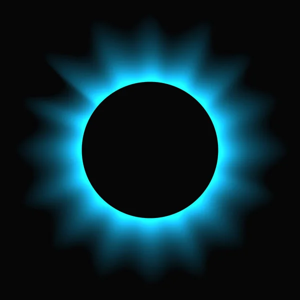 グラデーションのある丸照明フレーム 黒の背景に隔離された青い丸いネオンバナー ベクターイラスト — ストックベクタ