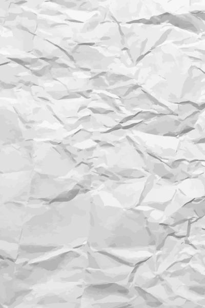 Wit Gerimpelde Papieren Achtergrond Verticaal Verkreukeld Leeg Papier Sjabloon Voor — Stockvector