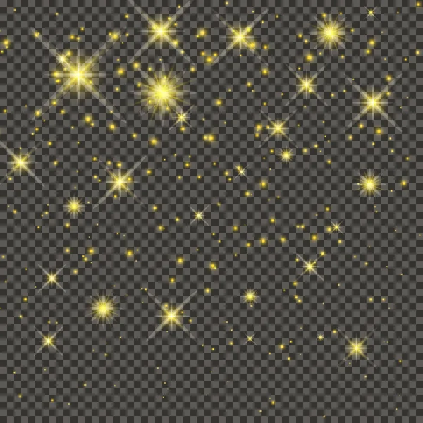 Золотая Блестящая Пыль Сером Прозрачном Фоне Пыль Эффектом Золотого Блеска — стоковый вектор
