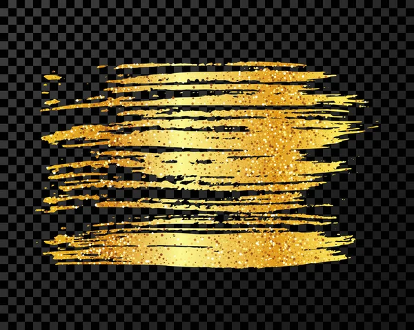 金のブラシストローク 手描きのインクスポットは 暗い透明な背景に隔離されています ベクターイラスト — ストックベクタ