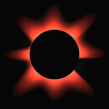 Circle illuminate frame with gradient. Red round neon banner isolated on black background. Vector illustration