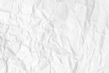 Beyaz, buruşuk kağıt arka plan. Posterler ve afişler için yatay olarak buruşmuş boş kağıt şablonu. Vektör illüstrasyonu