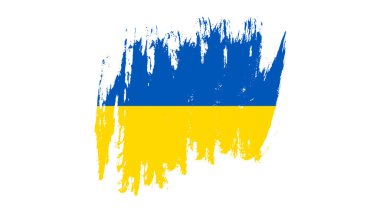 Grunge tarzında Ukrayna ulusal bayrağı. Ukrayna 'nın fırça darbesi bayrağıyla boyanmış. Vektör illüstrasyonu