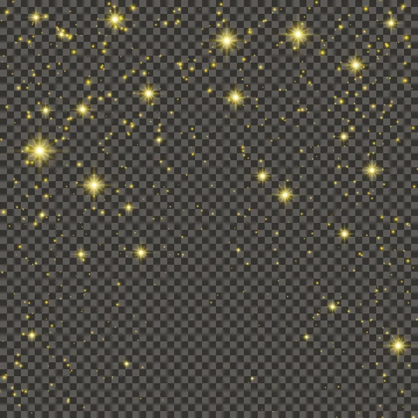 Gold Glittering Dust Gray Transparent Background Dust Gold Glitter Effect — Stock vektor