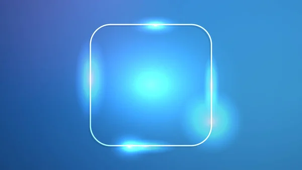霓虹灯圆形正方形框架 在深蓝色背景上有闪光效果 空的发光的技术背景 矢量说明 — 图库矢量图片
