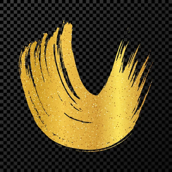 Altın Grunge Yarı Dairesel Fırça Darbeleri Boyalı Dalgalı Mürekkep Çizgileri — Stok Vektör