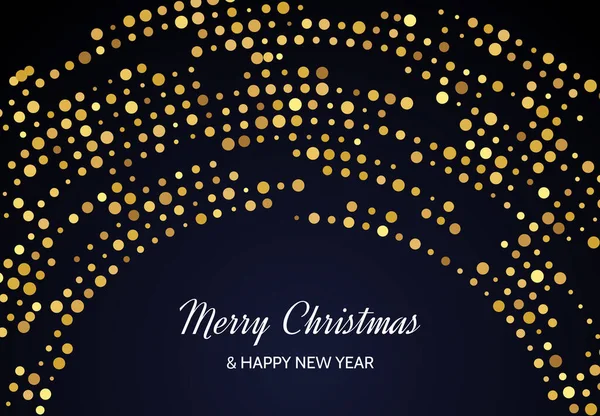 Feliz Navidad Feliz Año Nuevo Patrón Brillo Oro Forma Círculo — Vector de stock