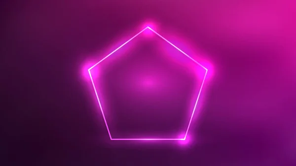 Neon Frame Pentagon Form Shining Effects Dark Pink Background Empty — Stock Vector