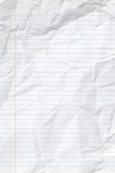 Λευκό Καθαρό Τσαλακωμένο Σημειωματάριο Γραμμές Κάθετη Τσαλακωμένη Καρό Κενό Χάρτινο — Διανυσματικό Αρχείο