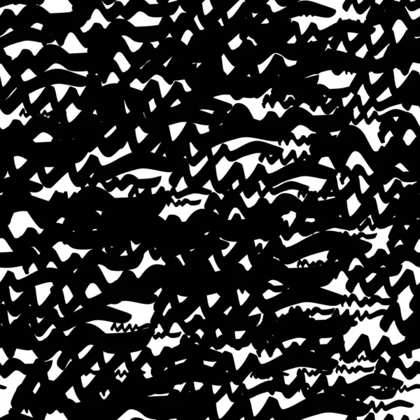 Seamless Pattern Black Wavy Grunge Brush Strokes Abstract Shapes White — Image vectorielle