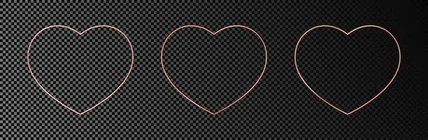 Ensemble Trois Formes Coeur Éclatantes Rose Isolées Sur Fond Transparent — Image vectorielle