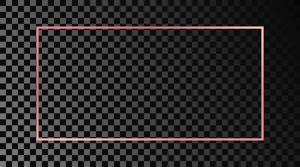 Ροζ Χρυσό Λαμπερό Ορθογώνιο Σχήμα Πλαίσιο Απομονώνονται Σκούρο Διαφανές Φόντο — Διανυσματικό Αρχείο