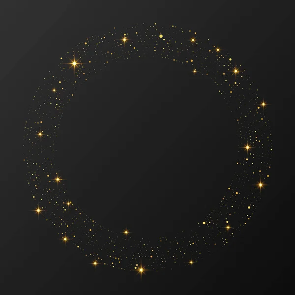 Abstract Goud Gloeiende Halftoon Gestippelde Achtergrond Gouden Glitterpatroon Cirkelvorm Cirkel — Stockvector