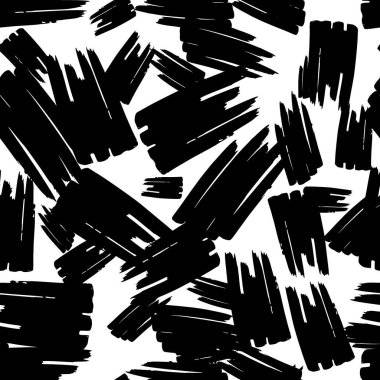 Seamless pattern with black marker scribbles on white background. Vector illustration