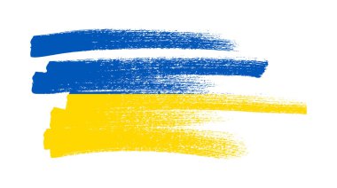 Grunge tarzında Ukrayna ulusal bayrağı. Ukrayna 'nın fırça darbesi bayrağıyla boyanmış. Vektör illüstrasyonu