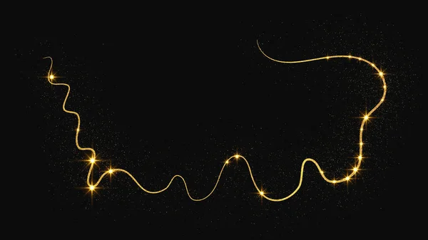 Goldglitzerndes Konfetti Winkt Und Sternenstaub Goldene Magische Funkeln Auf Dunklem — Stockvektor