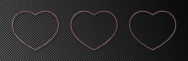 Ensemble Trois Formes Coeur Éclatantes Rose Isolées Sur Fond Transparent — Image vectorielle