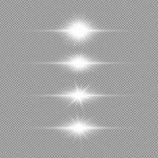 Effetto Luminoso Dei Brillamenti Della Lente Set Quattro Effetti Luminosi — Vettoriale Stock
