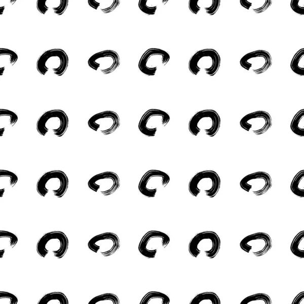 Απρόσκοπτη Μοτίβο Μαύρο Σκίτσο Ζωγραφισμένο Χέρι Πινέλο Μουτζούρες Κύκλους Σχήμα — Διανυσματικό Αρχείο